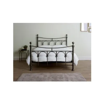 Antique Nickel Metal 4ft 6 High End Bed