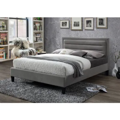 Grey Fabric 4ft Low End Small Double Bed