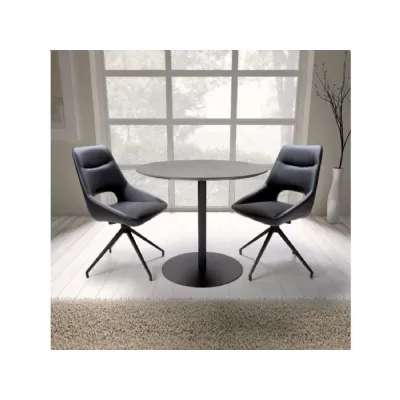 Grey Sintered Stone 90cm Fixed Round Dining Table