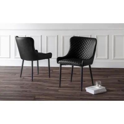 Luxe Faux Leather Dining Chair Black
