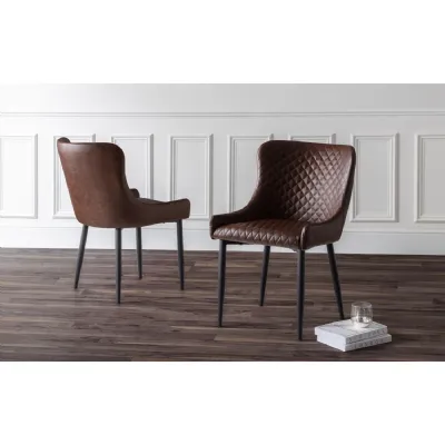 Luxe Faux Leather Dining Chair Brown