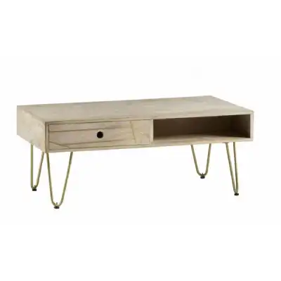 Retro Vintage Light Gold Rectangle Coffee Table