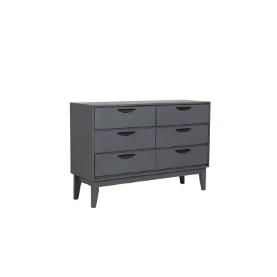 Dark Grey Wide Bedroom Chest of 6 Drawers