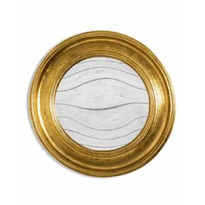 Large Antique Gold Round Convex Wall Mirror