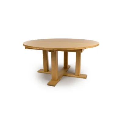 Natural Oak 160cm Round Dining Table X Shaped Pedestal Base
