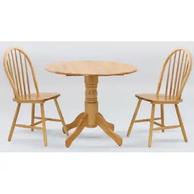 Drop Edge Round Table and 2 Dining Chairs