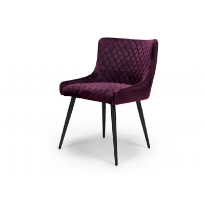 Mulberry Purple Quilted Fabric Dining Chair Black Legs