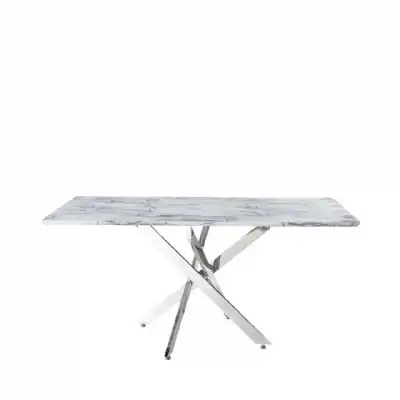 Chrome Dining Table with Marble Effect Top 160 x 90cm