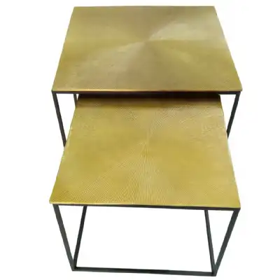 Set Of 2 Black And Gold Nesting Tables