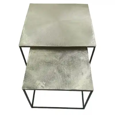 Set Of 2 Black And Nickel Nesting Tables