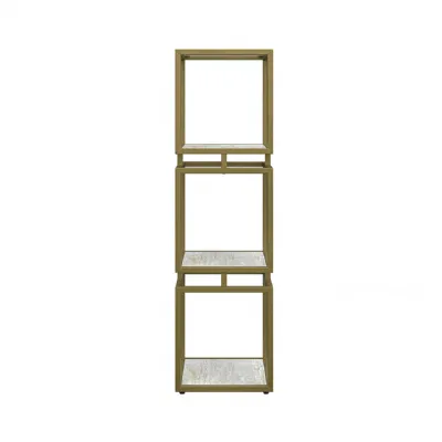 3 Tier Square Display Unit Cream And Gold