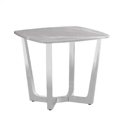 Meghan Chrome Metal With Grey Faux Marble Top End Table