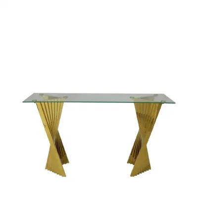 Lucille Gold Metal Console Table With Clear Glass