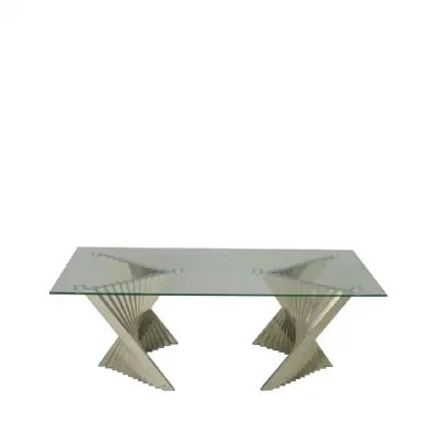 Lucille Stainless Steel Coffee Table With Clear