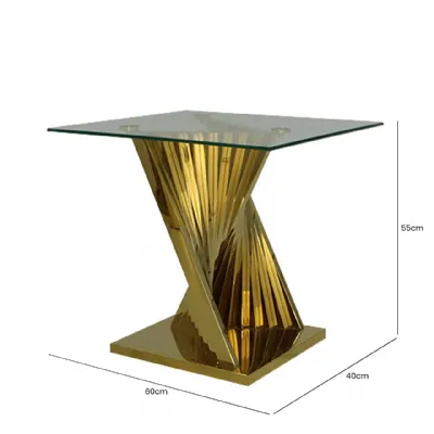Lucille Gold Metal End Table With Clear