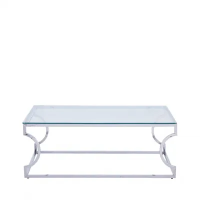 Alvis Stainless Steel Coffee Table Glass Top