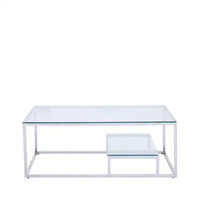Harry 2tier Coffee Table Stainless Steel Glass Top