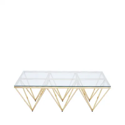 Gold Metal Coffee Table With Glass Top