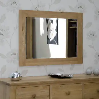Rectangular Oak Wall Mirror 102 x 72cm