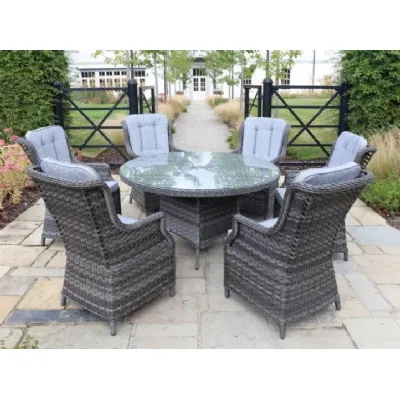 Luxury Rattan 6 Seat Round Dining Set