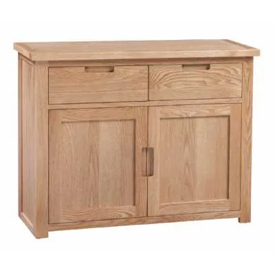 Light Oak Small Sideboard Cabinet With Shelf 2 Drawers 2 Doors Moderna Collection