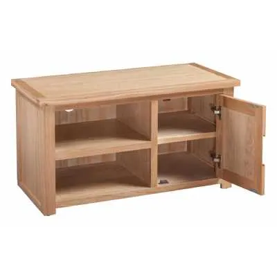 Small Oak Open TV Cabinet HiFi Media Unit With 1 Door Moderna Collection