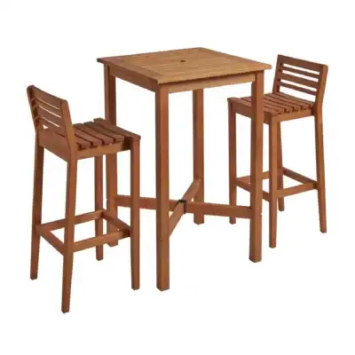 Robinia Wood Outdoor 70cm Bar Table And 2 Stools