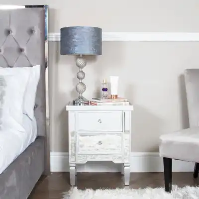 Trendy Mirror Top Silver 2 Drawer Bedside Cabinet