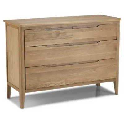 Solid Oak 4 Drawer Wide Chest