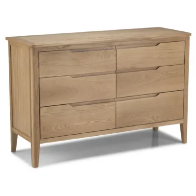 Solid Oak 6 Drawer Wide Chest