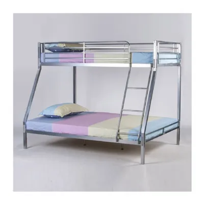 No Bolts 3ft Silver Metal Triple Bunk Bed