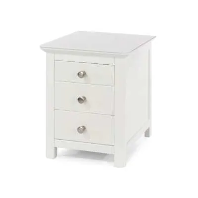 Nairn Modern White Painted Finish 3 Drawer Bedside Table Cabinet Nightstand