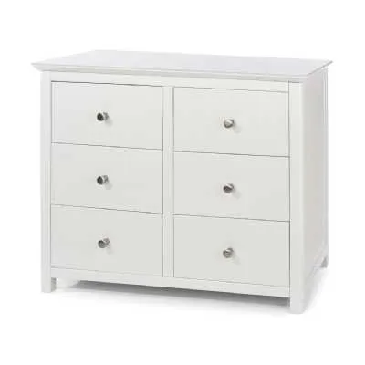 Nairn Modern White Painted Wooden Wide Chest of 3+3 Drawers 90.5x110cm