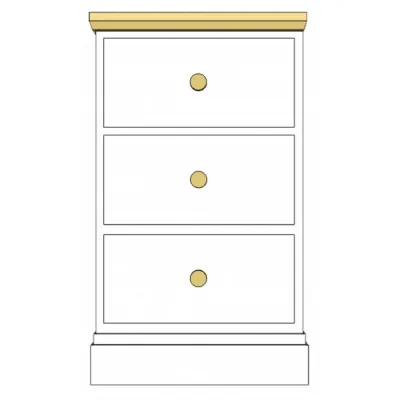 Painted and Solid Oak Top 3 Drawer Wellington Chest