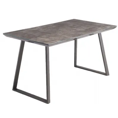 Grey Glass Top 140cm Rectangular Dining Table on Grey Base