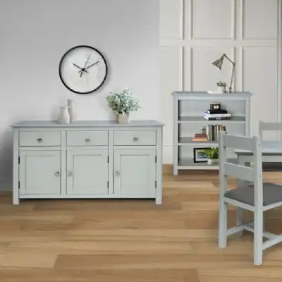 Perth Modern Wooden Soft Grey Painted 3 Door 3 Drawer Large Sideboard 80x120cm