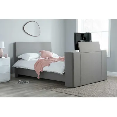 4ft 6 Double TV Bed in Grey Fabric