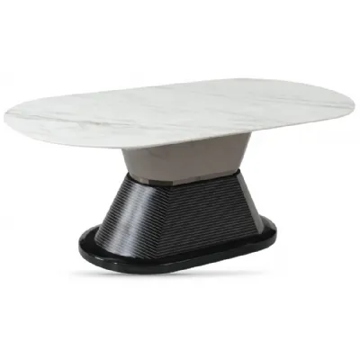 White Sintered Stone and Champagne Base Coffee Table