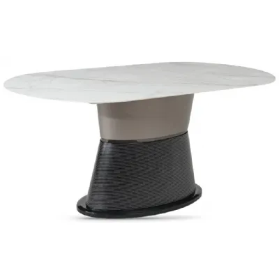 White Sintered Stone and Champagne Base 180cm Dining Table