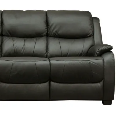 2 Seater Fixed Leather Sofa in Wine, Black or Grey