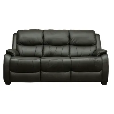 3 Seater Fixed Leather Sofa in Wine, Black or Grey