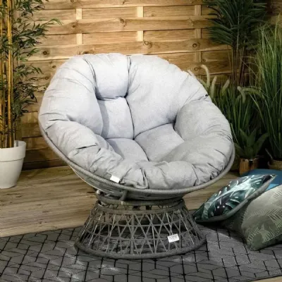 Luxury Rattan Swivel Garden Chair with Cushion