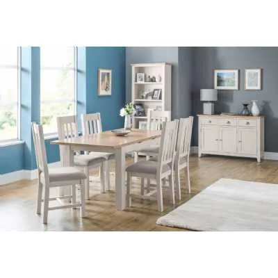 Elephant Grey Large Extending Kitchen Dining Room Table Pale Oak Top 4 to 6 Seater