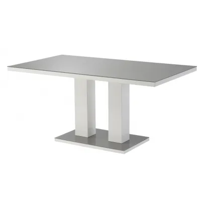 Grey Gloss Glass Top 120cm Dining Table with 4 Chairs Set