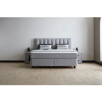 Grey Fabric Super King Size Storage Ottoman Bed