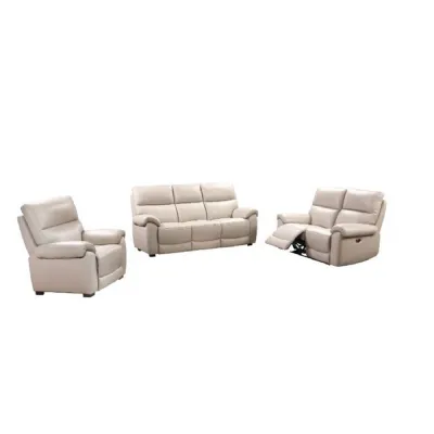 Chalk White Leather Electric Recliner Armchair
