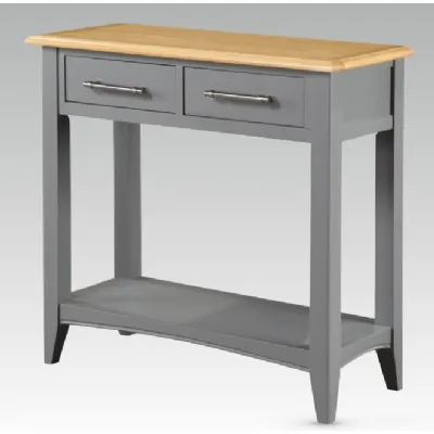 Solid Oak and Grey Painted Console Table