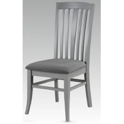 Solid Oak and Grey Painted Grey Upholstered Dining Chair