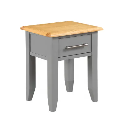 Solid Oak and Grey Painted 1 Drawer Lamp Table