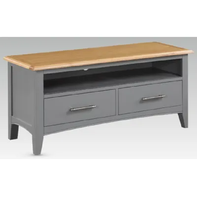 Solid Oak and Grey Painted 115cm TV Cabinet